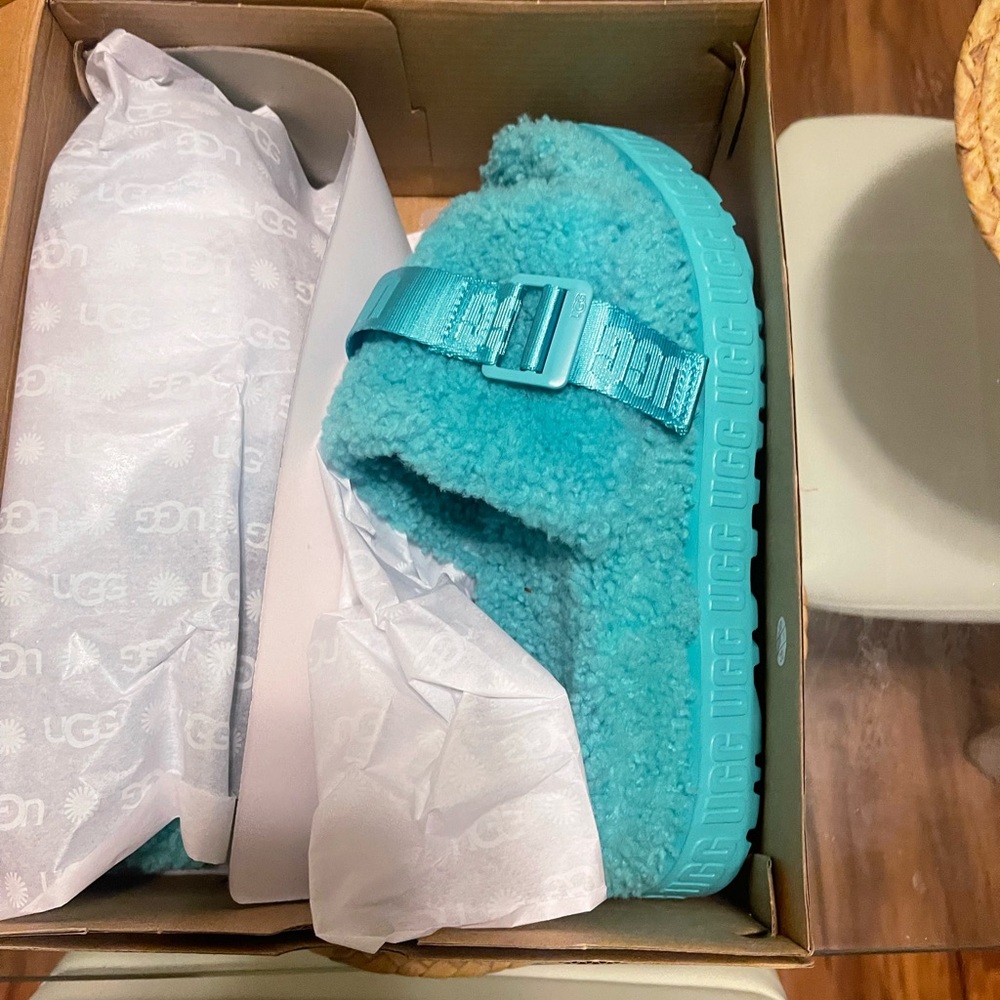 Womens UGG® Fluffita Slide Sandal - Blue